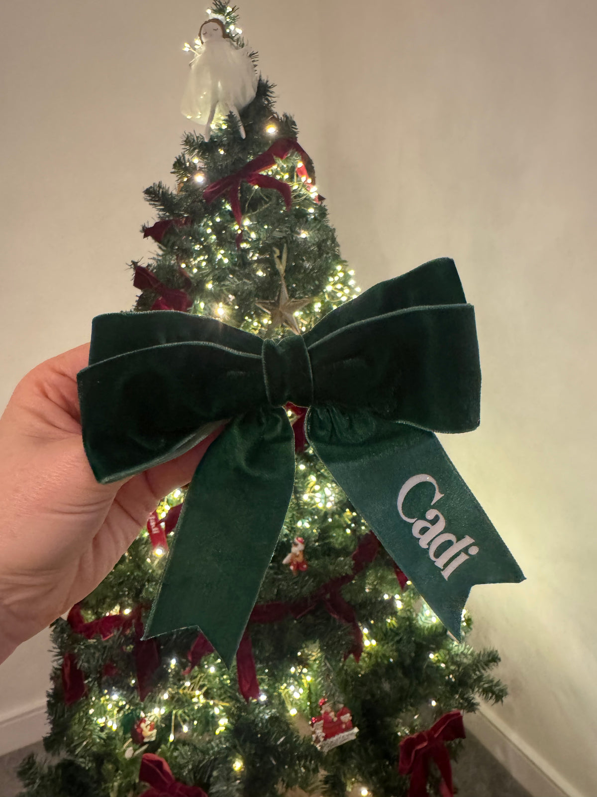 Green Personalised Hair / Tree Bow
