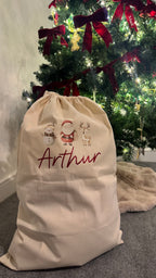 Cream Personalised Christmas Sack | Sach Nadolig Personol Hufen