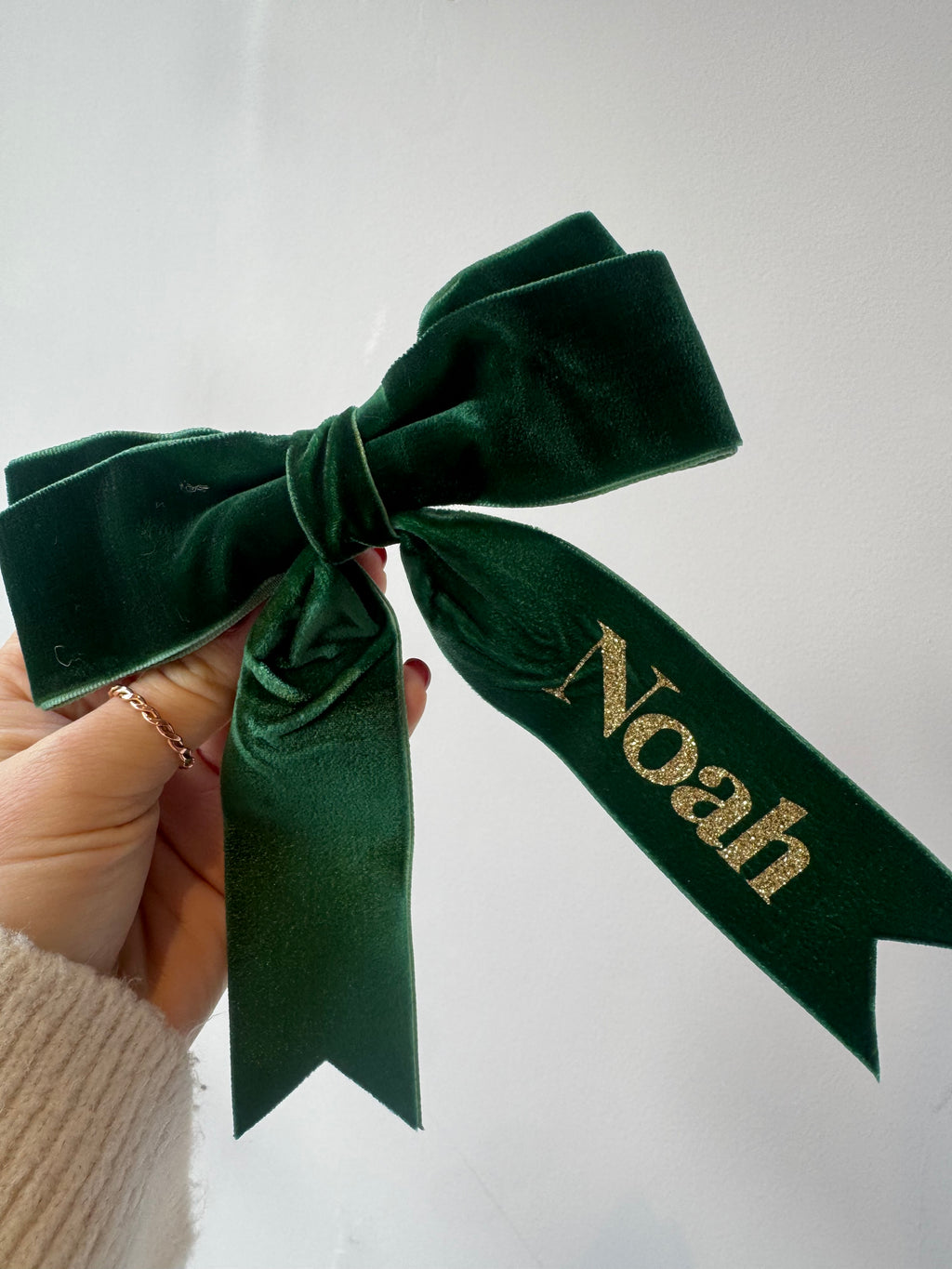 Green Personalised Hair / Tree Bow
