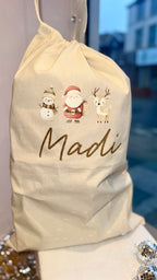 Cream Personalised Christmas Sack | Sach Nadolig Personol Hufen