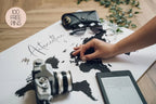 Personalised World Travel Push Pin Map - ANY COLOUR - 100 FREE pins
