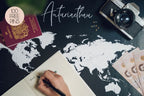 Personalised World Travel Push Pin Map - ANY COLOUR - 100 FREE pins