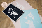 Personalised World Travel Push Pin Map - ANY COLOUR - 100 FREE pins